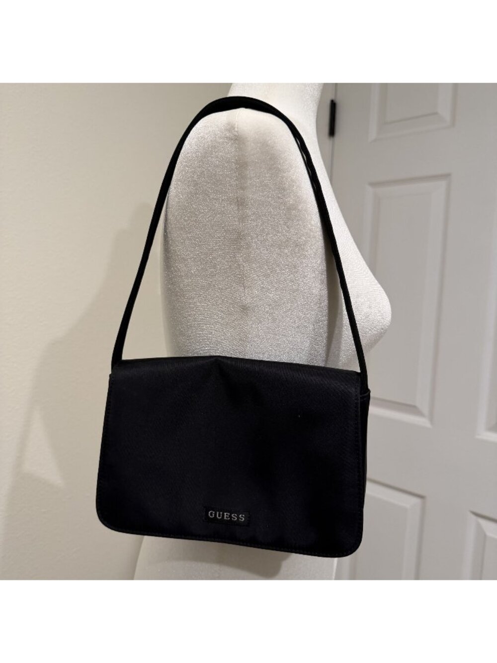 90s Y2K Vintage Guess Black Nylon Shoulder Bag Clueless